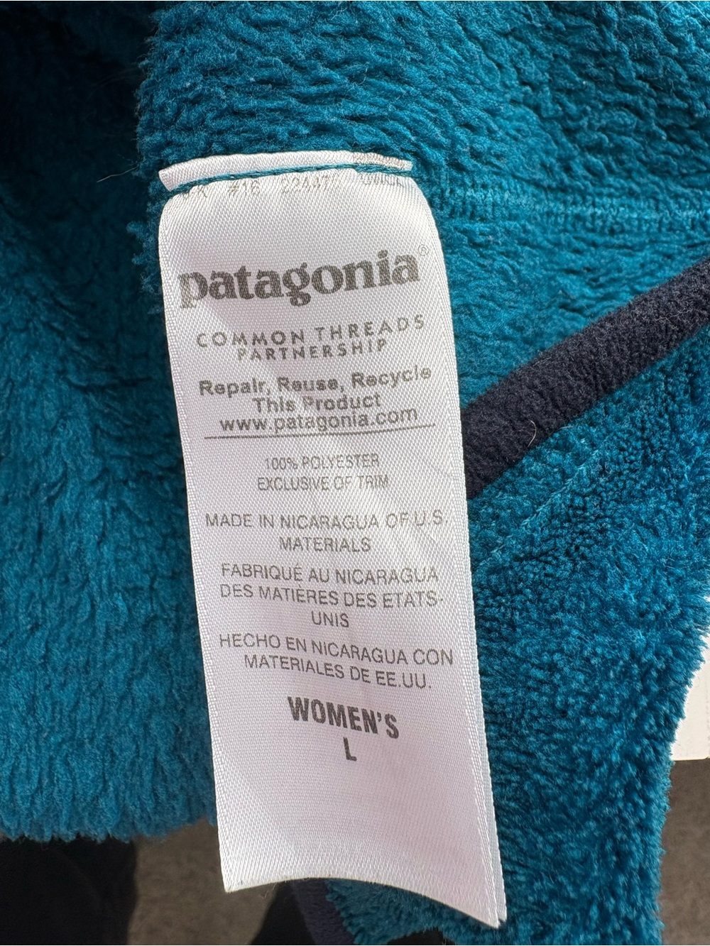 Patagonia Teal Blue Synchilla Fleece Pullover Collar - Picture 4 of 6